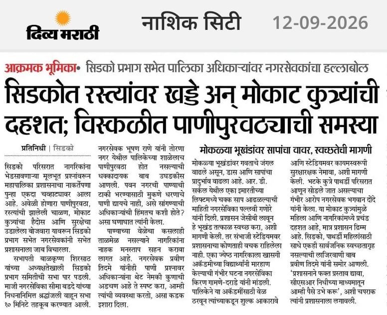 सिडकोत रस्त्यांवर खड्डे अन् मोकाट कुत्र्यांची दहशत — दिव्य मराठी